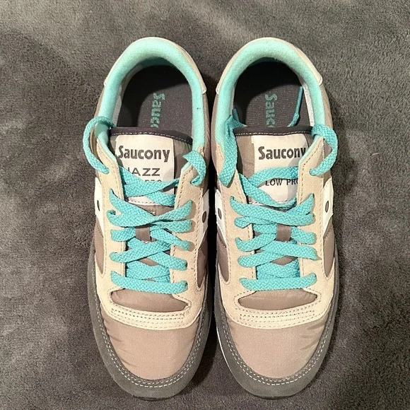 Saucony Women's Gray and Aqua Sneakers - Picture 2 of 3